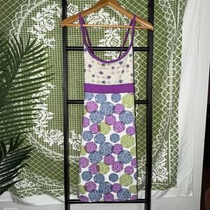 Lola Bohemian Mixed Print Sun Dress - Purple/Green Mandala - Size M
